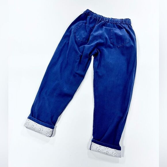 Nais cotton linen elastic waist cropped paint with lace cuff S - Picture 2 of 10